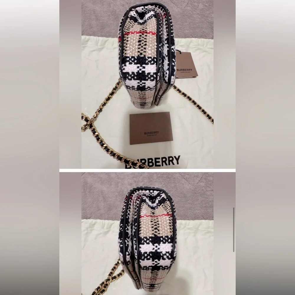 NEW🔥BURBERRY Mini Lola Woven Check Bag - Picture 11 of 16